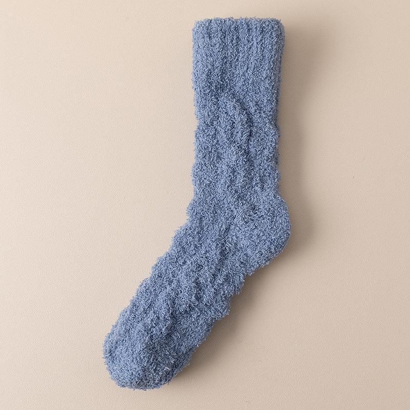Calcetines de terciopelo coral de los hombres forrados de lana engrosada calcetines de piso de casa invierno cálido felpa twist medias de sueño