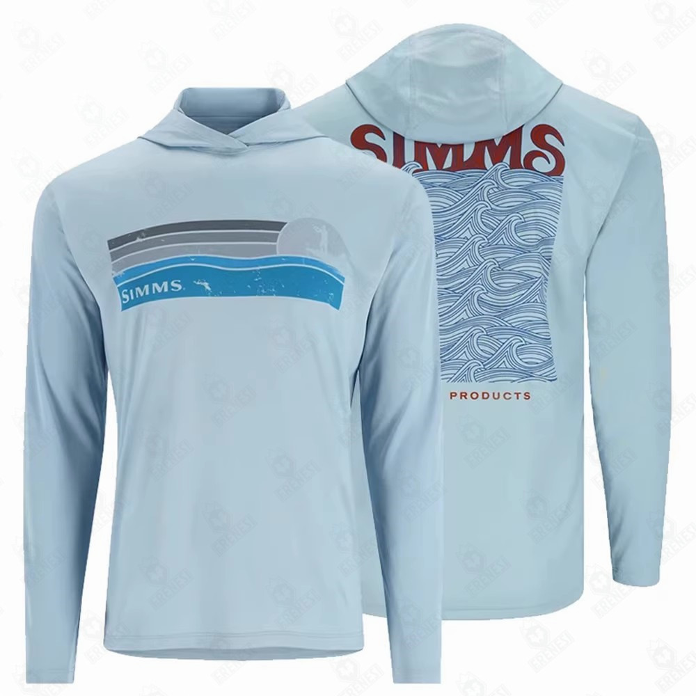 Cross-Border Simms Hooded Fishing Clothing Outdoor Summer Long-Sleeved Sun Protection T-Shirt Quick-Drying Breathable Lure Fishing Clothing