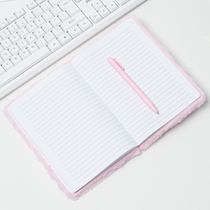 E Commerce Pink Office Set, Stapler, Staples, Tape Holder, Plush Notebook, In Stock._voghion.com