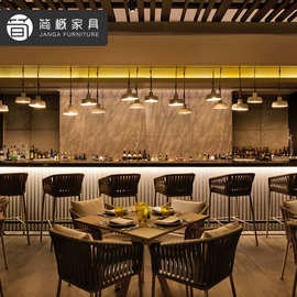 简约户外金属吧台椅露天花园桌椅餐厅酒吧高脚椅商用休闲吧台桌椅