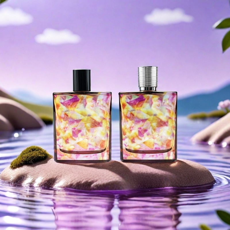 wp100ml カラフルでユニークなガラス製の正方形の香水瓶、スプレーボトル、空瓶、キャップと組み合わせることができます|undefined