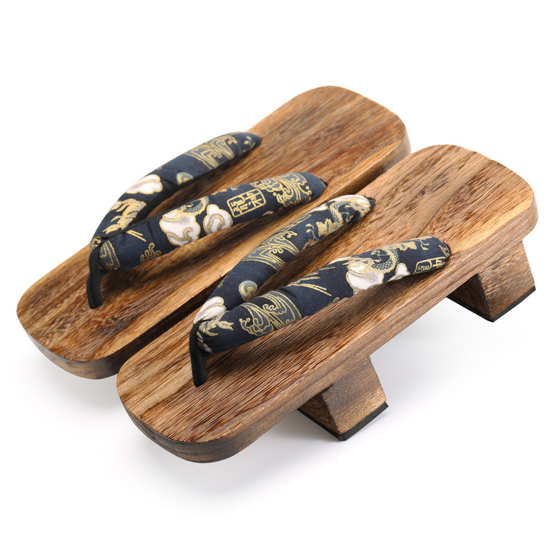 Fashion Slippers Flip-flops Men's Casual Summer All-match Japanese Two-tooth Wooden Shoes Non-slip High-heeled Sandals