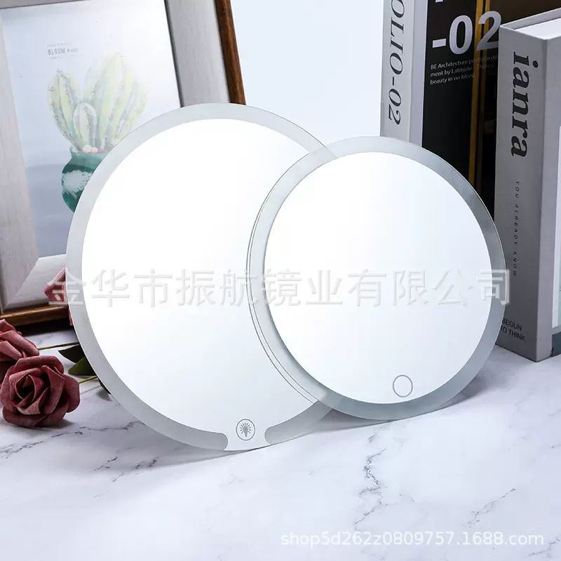 触控LED化妆镜片玻璃镜片加工卫浴放大镜喷砂丝印便携led灯镜美颜