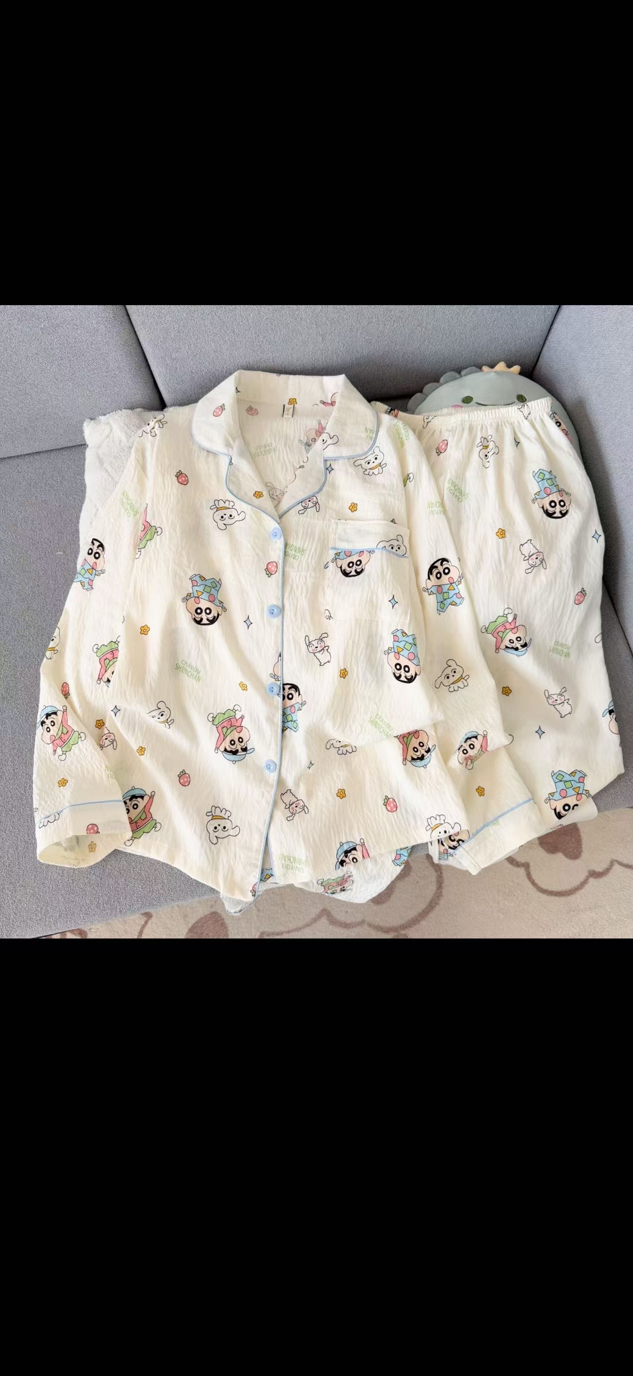 Algodón nublado al por mayor transfronterizo nuevo pijama de niña pantalones de manga larga delgados dulces dibujos animados impresión de ropa para el hogar set