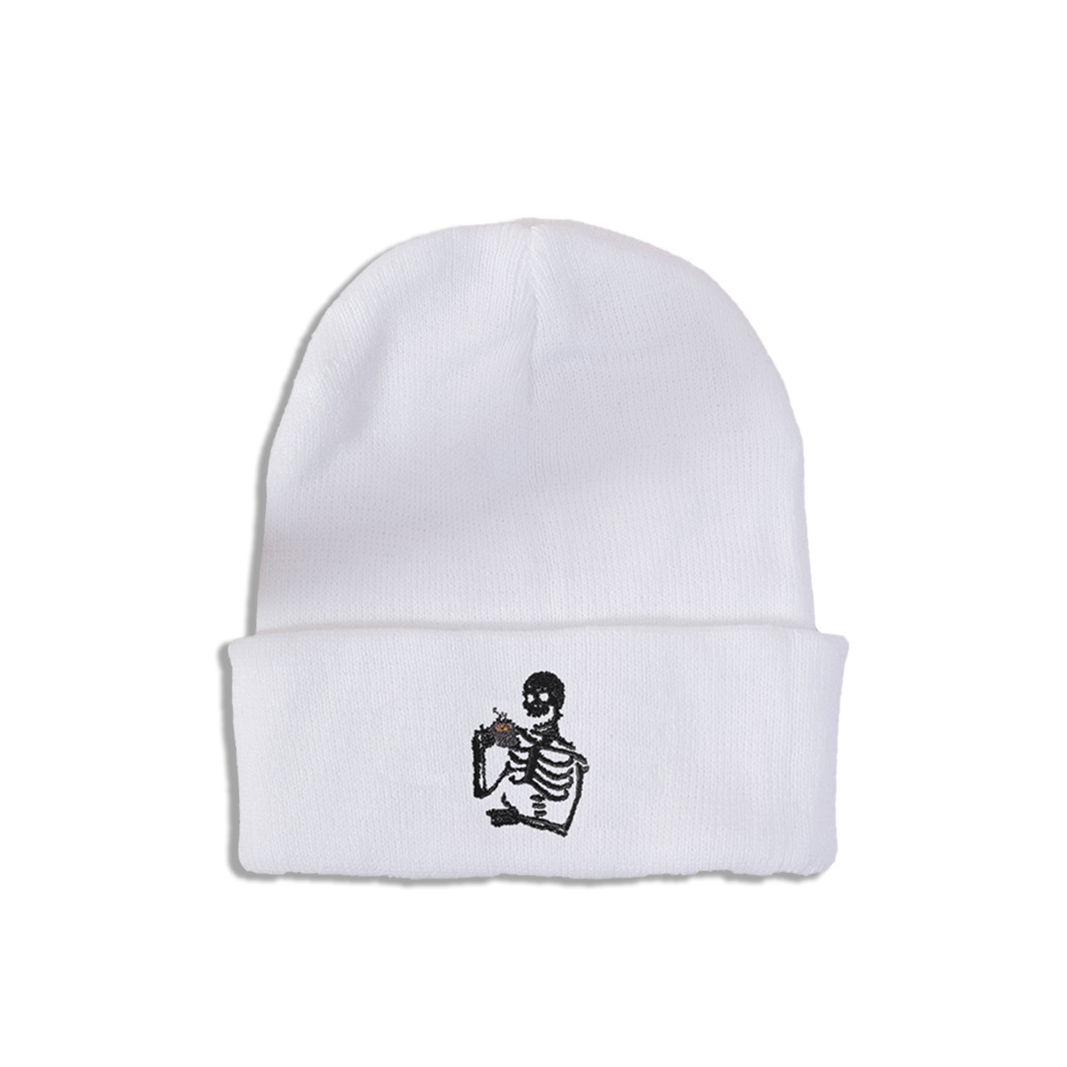 Korean Style Style Coffee, White, Black Color Unisex Korean Style Skull Embroidery