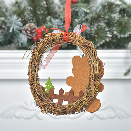New Christmas Series Cross-Border Wicker Pendant Christmas Circle Wicker Ornament Closet Door Window Decoration wreath