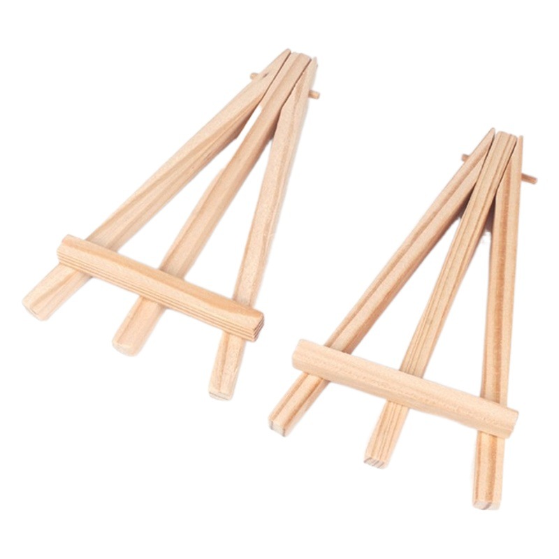 Madera sólida triángulo caballete pantalla soporte mini Pino escritorio soporte trípode madera palo pequeño soporte pintura caballete foto marco