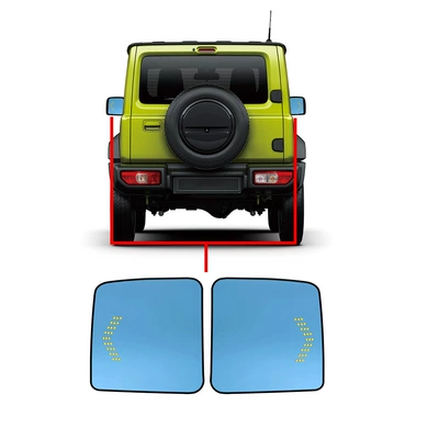 Suitable for Suzuki Jimny Japan Suzukijimnyjb64/74 Rearview Mirror with Turn Signal, Heating, Ultra-Wide Angle and Anti-Fog (Large field of view rear view auxiliary mirror)