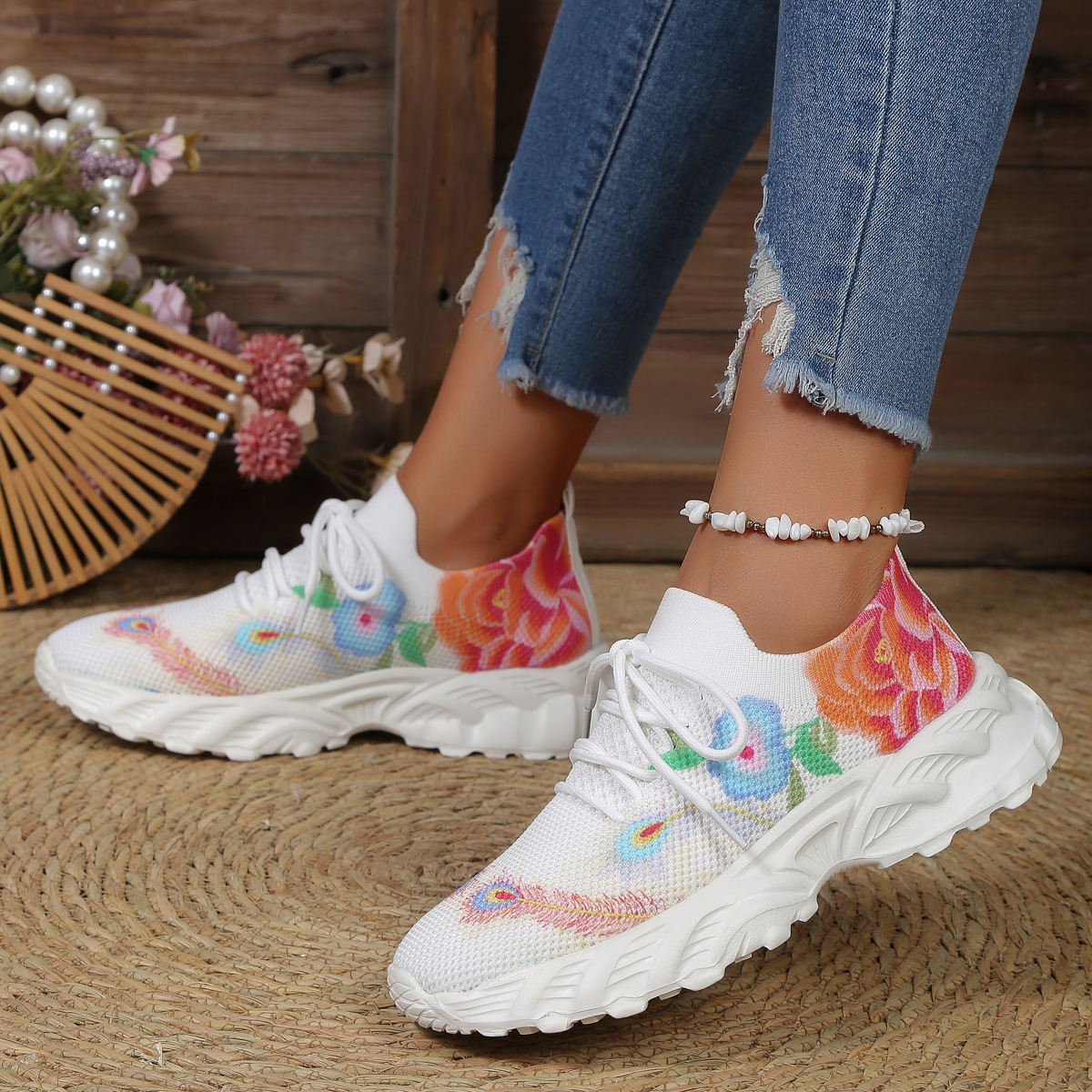 Suole arcobaleno nuovo colore moda femminile con una corrispondenza completa di scarpe sportive casual scarpe da donna in rete_voghion.com