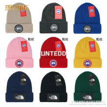 毛线帽子跨境女冬天大头围秋冬户外刺绣保暖套头外贸针织帽男冷帽