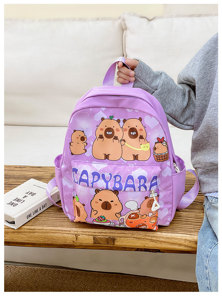 Fashionable kindergarten cute cartoon backpack, Kapibala popular small schoolbag new style, 3-6 years old children's shoulder trend Specification drawing