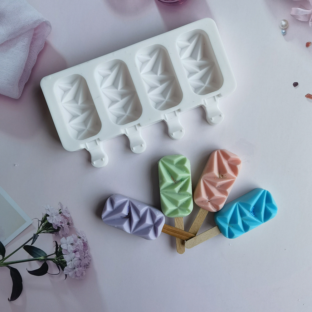 厂家直销 4连菱形小雪糕模具雪糕冰淇淋模具自制冰格模冰棍模具