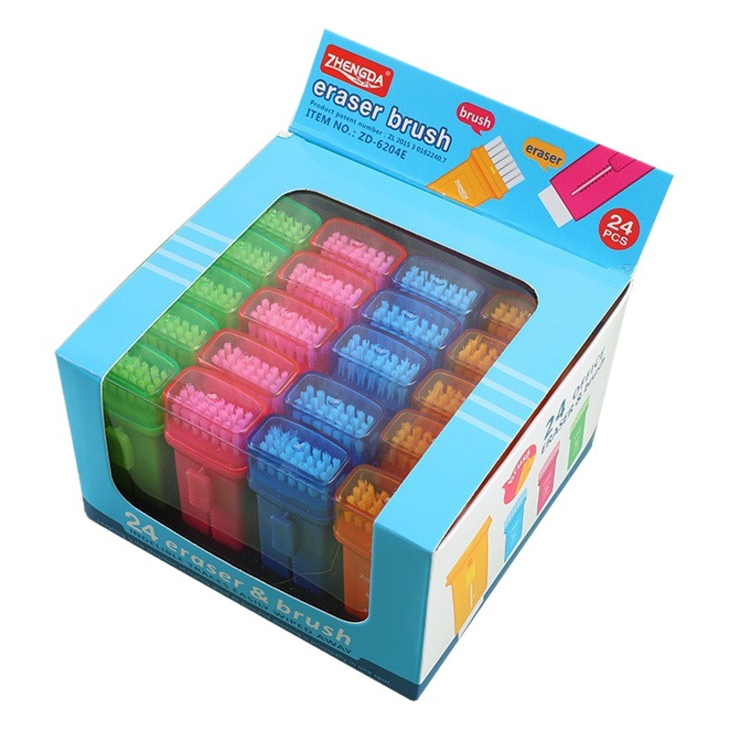 Ahorro de trabajo limpio y colorido borrador para niños Sacapuntas de lápiz creativo borrador cepillo dos en uno suministros de papelería para estudiantes