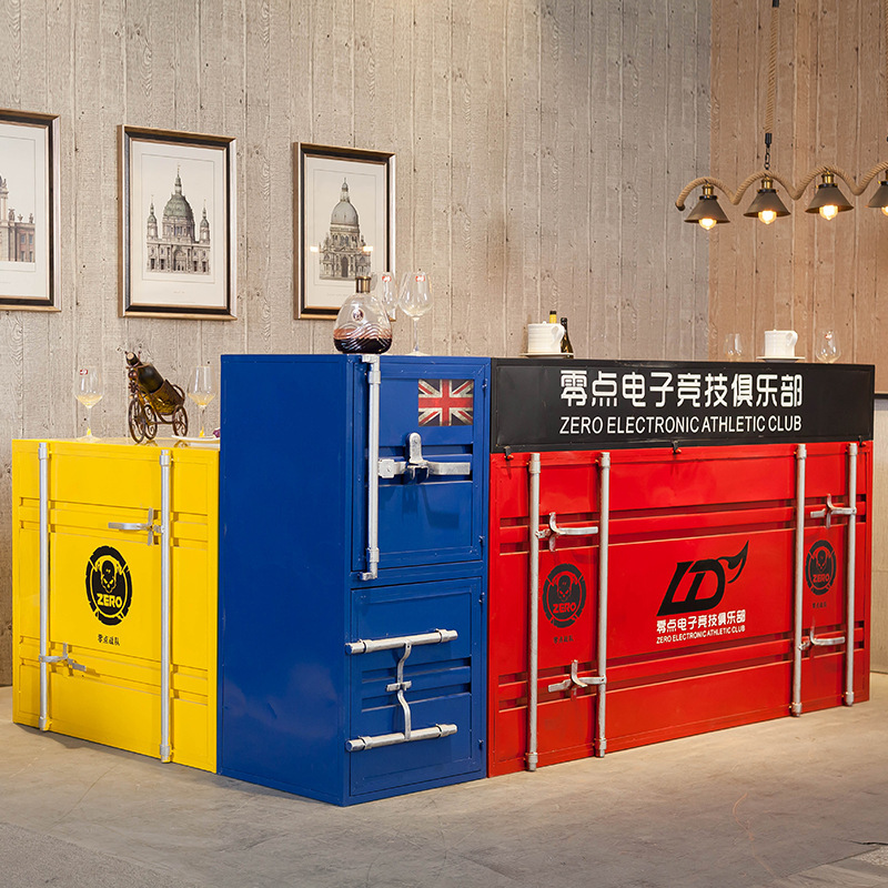 铁艺集装箱收银台酒吧复古吧台网咖啡厅前台酒店客栈咨询台接待台