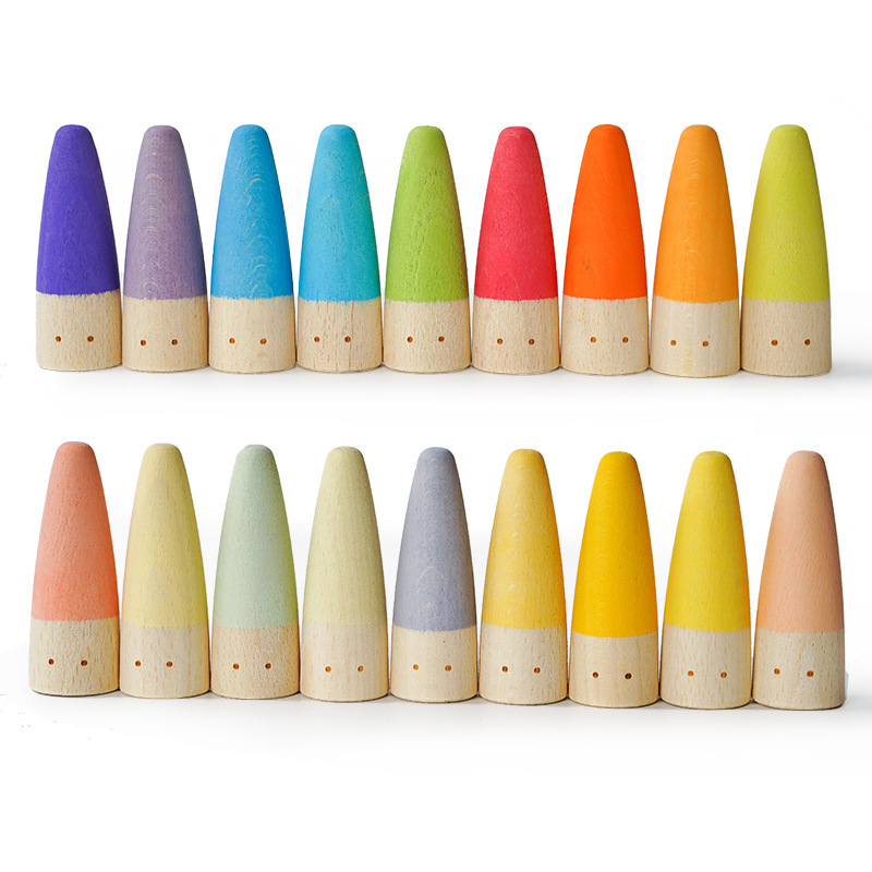 Bloques de construcción de arco iris para niños de madera juguetes bebé color cognición educación infantil altura apilamiento 3-10 años Juguetes