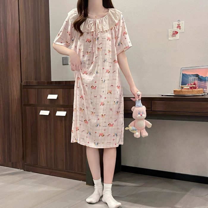 Venta al por mayor transfronteriza verano nuevo estilo dulce camisón casual hogar con almohadilla para el pecho pijamas de una pieza ropa de aire acondicionado para el hogar de las mujeres