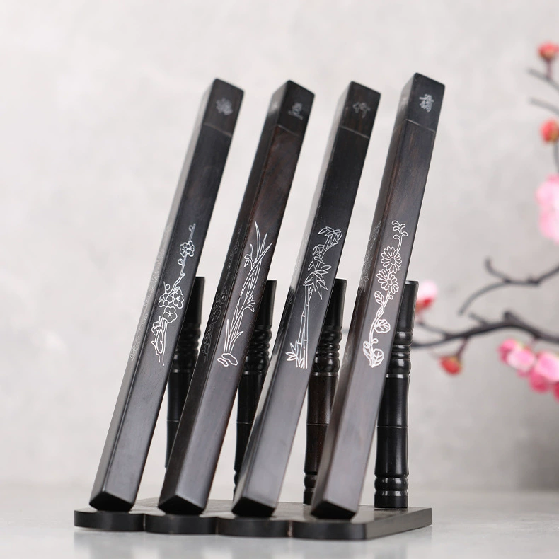 Hule ручной работы черное дерево квадратные китайские благовония трубка с четырех сторон я инкрустированный шелковой сливой орхидеей бамбук Хризантема нить ладан трубка благовония бочка