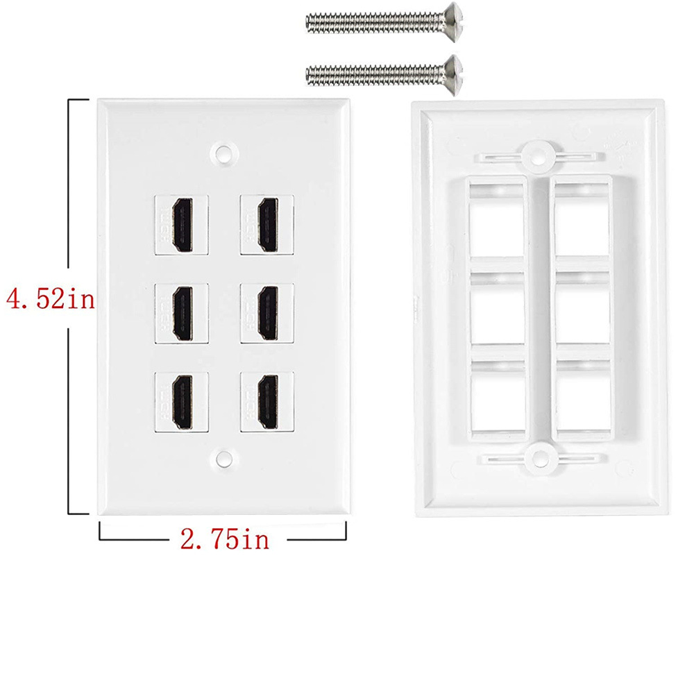 6口HDMI卡扣式HDMI墙插(即插即用)高清HDMI组合式面板插座面板2.0