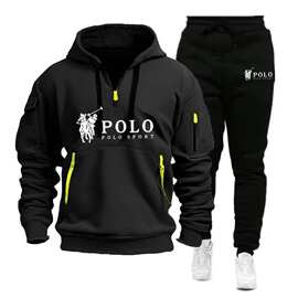 时尚马球套装秋冬男士休闲设计运动服套装，超大长袖运动服套