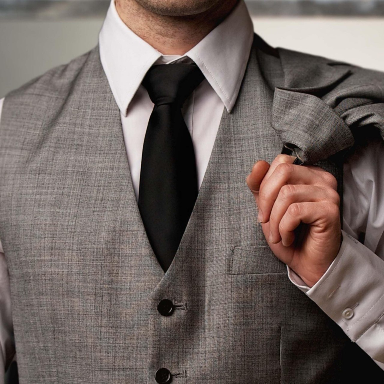 Cravatta slim uomo donna nera accessorio formale per matrimonio_voghion.com