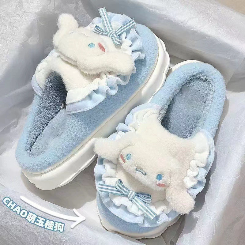 Hello kitty, winter cute keep warm non-slip slippers for students, plush
