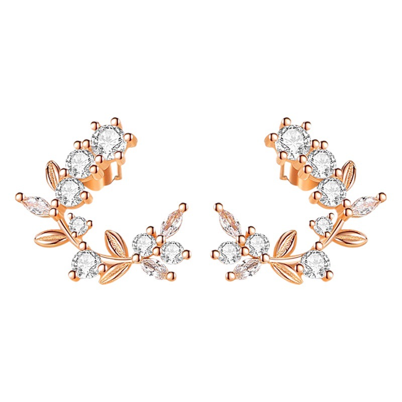 S925 plata esterlina pendientes ZIRCON pendientes de mimbre de las mujeres de moda de alta gama estilo coreano flor aguja de plata Super hadas temperamento de todos los partidos