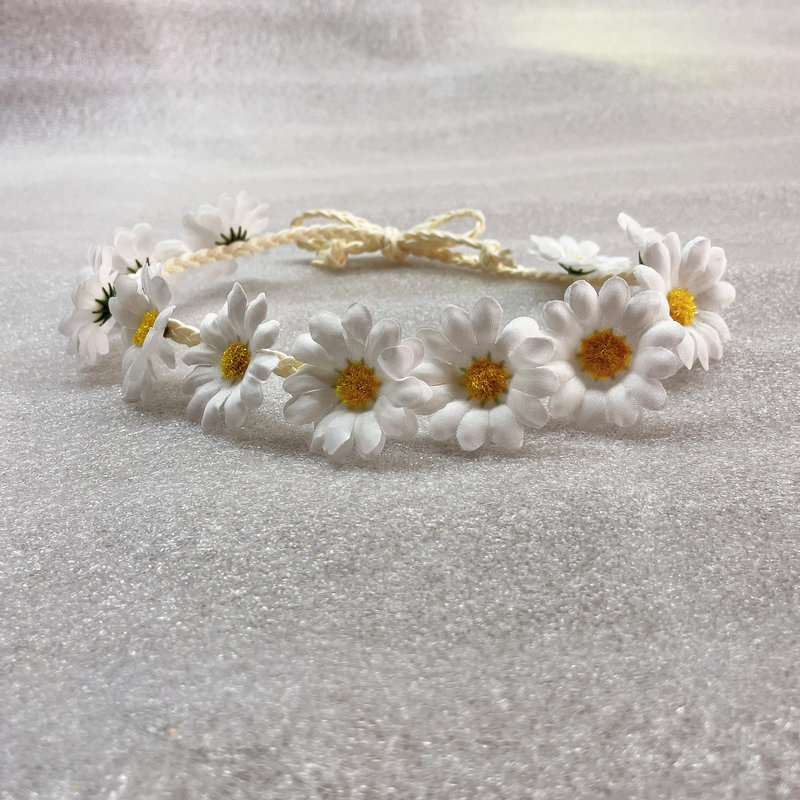 Las nuevas mujeres de la Margarita girasol Garland Seaside Beach flor tocado diadema tejida banda de pelo de la margarita