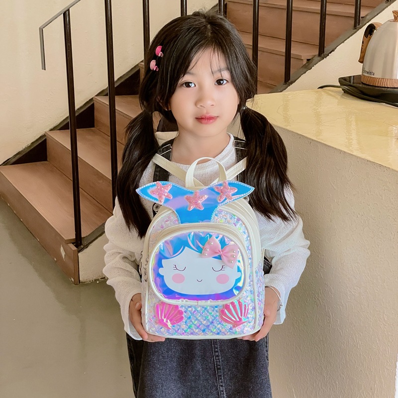 Mochila de moda de sequillas para niños y niñas, jardín de infantes, mochila para bebés, caricatura encantadora conchas de estrellas, mochila para niños