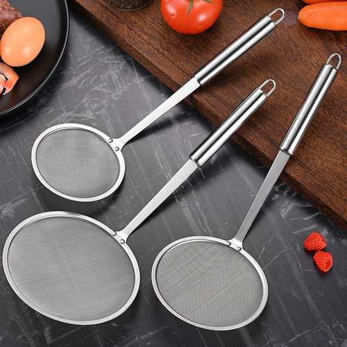 304 stainless steel oil grid colander, encrypted oil filter spoon, oil separation and oil residue removal, soy milk filter colander