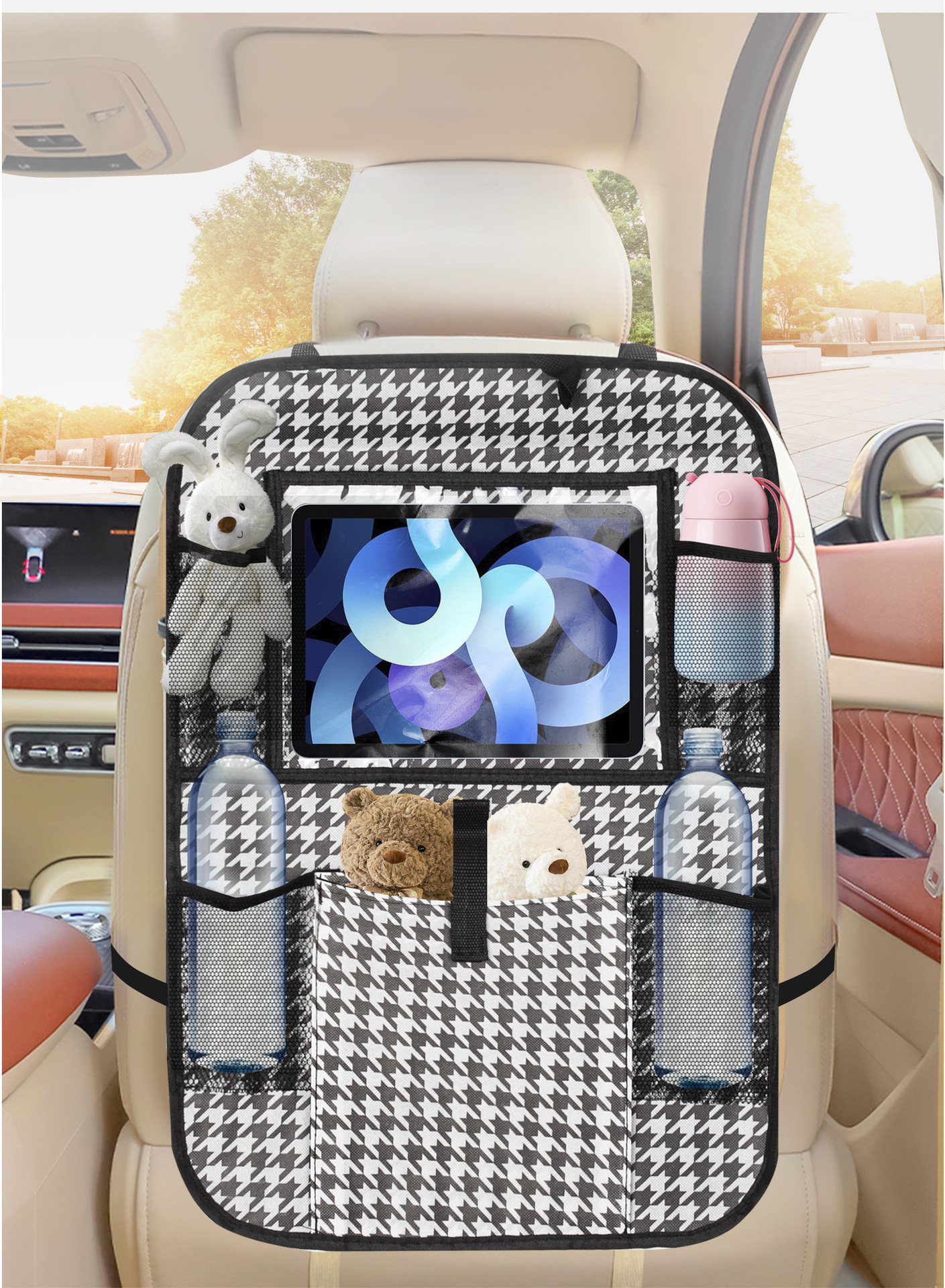 Car Storage Bag, Thickened Oxford Cloth, Foldable Flat Storage Box, Car Storage Bag, Car Seat Back Anti-Kick Pad