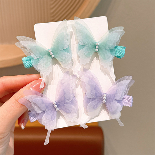 New Style Ethereal Butterfly Hair Clip for Children, Gradient Swallowtail Butterfly Hair Accessory, Double-Sided Hair Pin for Braided Hairstyles, Ancient Style Hanfu Hair Adornments