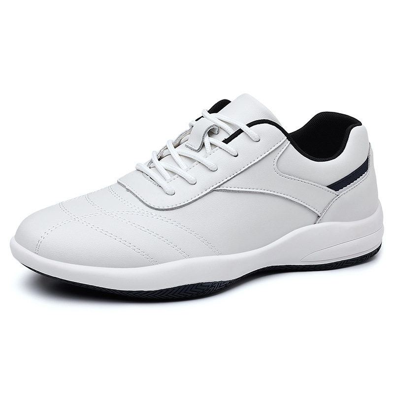 Giày sneaker nam da bò thoáng khí, đế cao su gót thấp 1–3 cm, dây buộc, phong cách thường ngày — PZ9873 Màu đen, PZ9873 màu trắng
