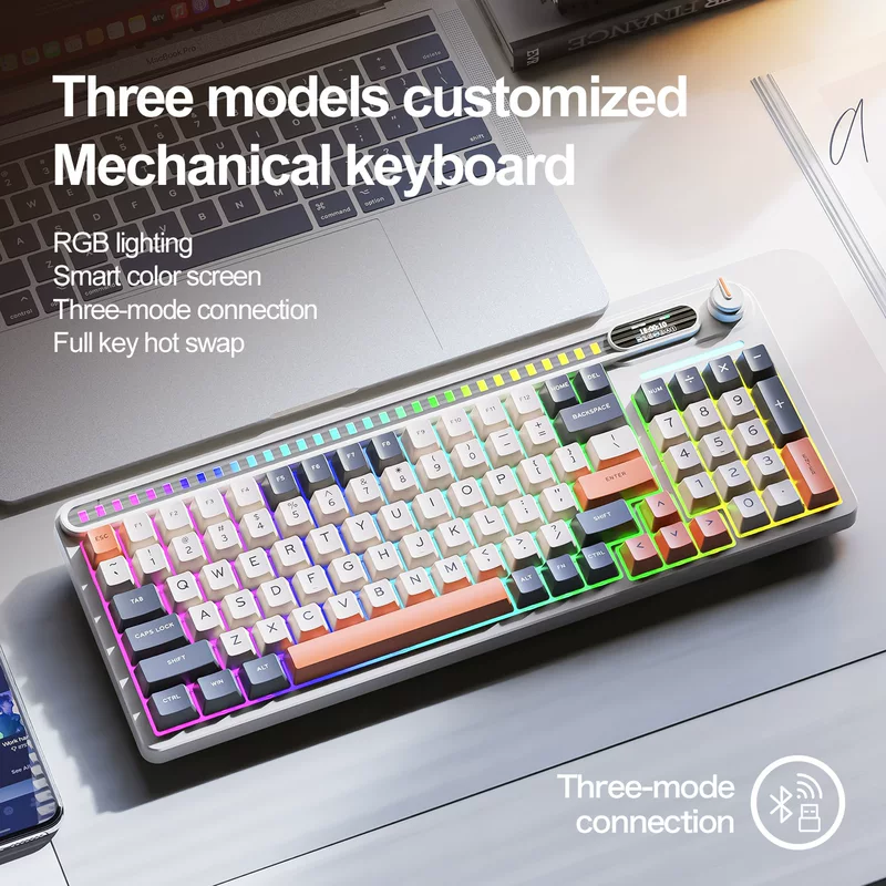 Smilang MK98 трехрежимная кастомная механическая клавиатура RGB иностранные языки русский тайский испанский арабский