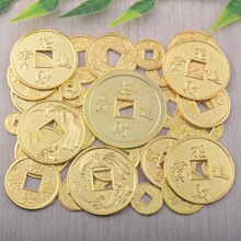 金属工艺品合金铜钱聚宝盆发财树小配件24mm金色招财进宝龙凤铜钱