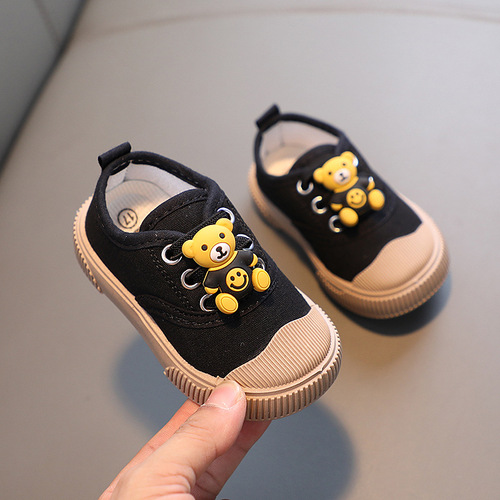  Spring and Autumn Baby Shoes Cartoon Bear Soft Sole Toddler Shoes Men's and Women's Shoes Infant Shoes Canvas Shoes