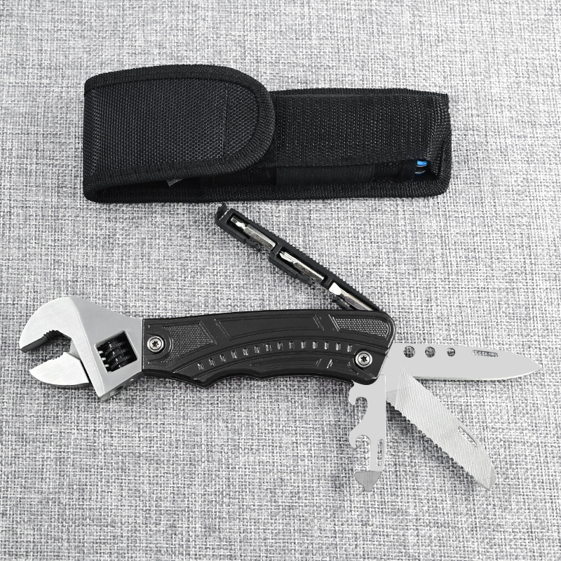 1户外精细抛光活动扳手工具可调多功能活动扳手手动扳手折叠刀