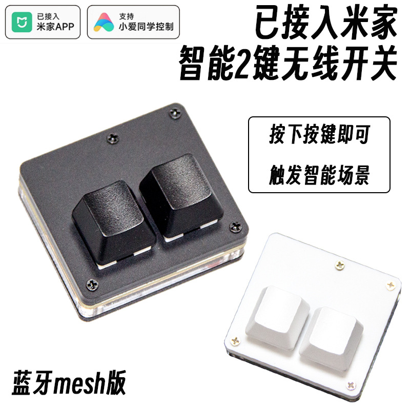 两键遥控蓝牙Mesh接入米家无线开关个性开关家居控制