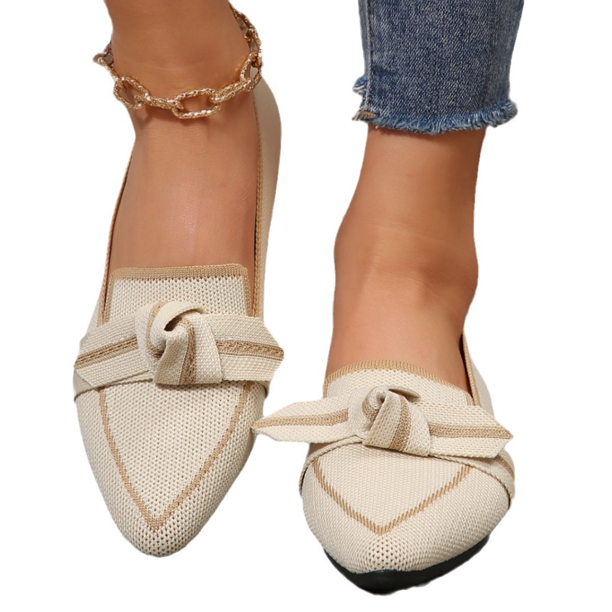 Damen Ballerinas Aus Strick Bequeme Freizeitschuhe Flach_voghion.com