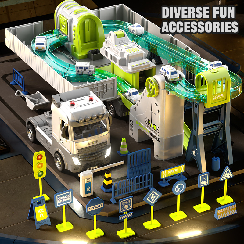 Cross-Border Oversized Children's Toy Container Truck Large Engineering Vehicle Track Truck Alloy Boy Set