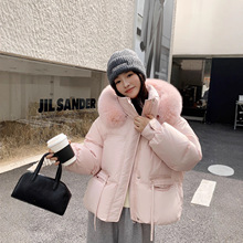 羽绒服女短款2025冬新款甜美小个子韩版白鸭绒宽松加厚面包服外套
