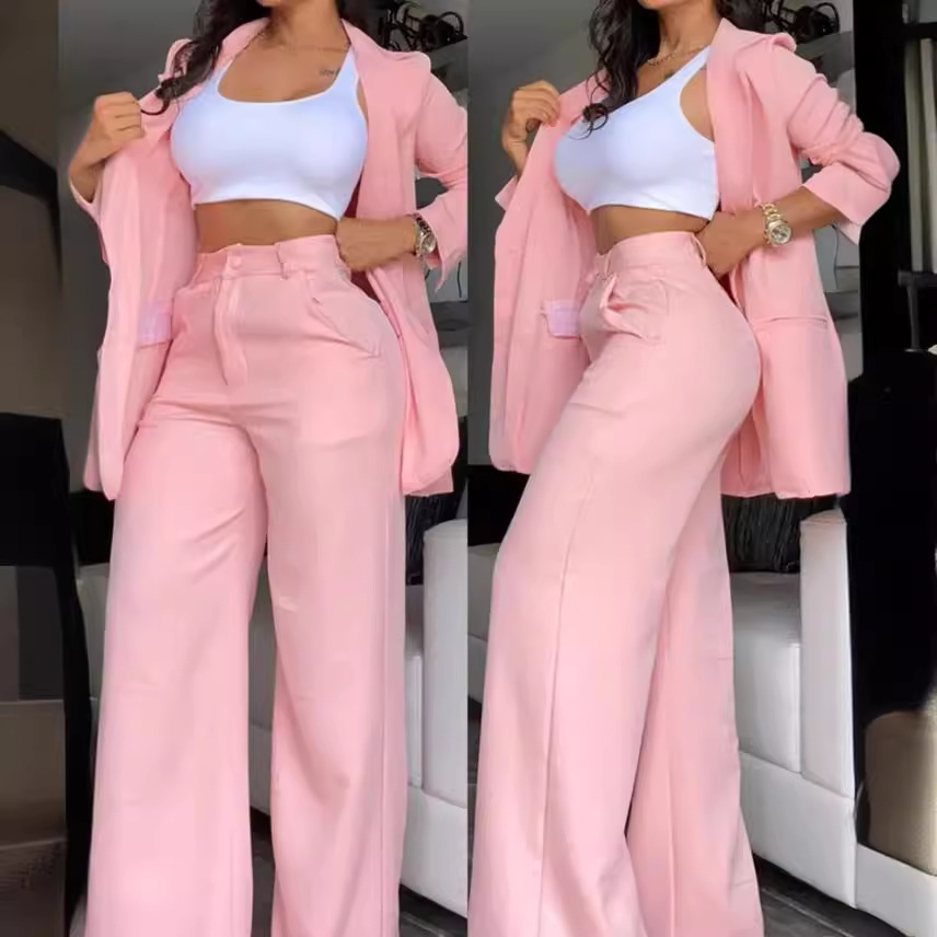 2024 European And American Foreign Trade Women's Fashion Elegant Solid Color Split Sleeve Lapel Blazer With Insert_voghion.com