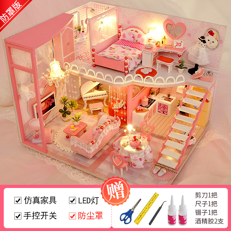 DIY chalet loft villa hecha a mano modelo de casa pequeña ensamblaje arquitectura juguetes regalos de cumpleaños llenos