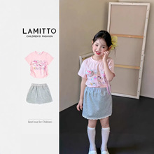 2026 春夏新品女 童 Choco奶乖 kitty辣妹风 乖巧纷灰 套装LM3104