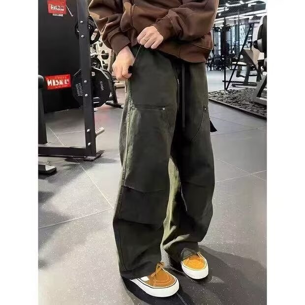 Men's Autumn American-Style Multi-Pocket Patchwork Functional Paratrooper Pants Straight-Leg Washed Work Pants Men's Autumn American-Style Multi-Pocket Patchwork Functional Paratrooper Pants Straight-Leg Washed Work Pants