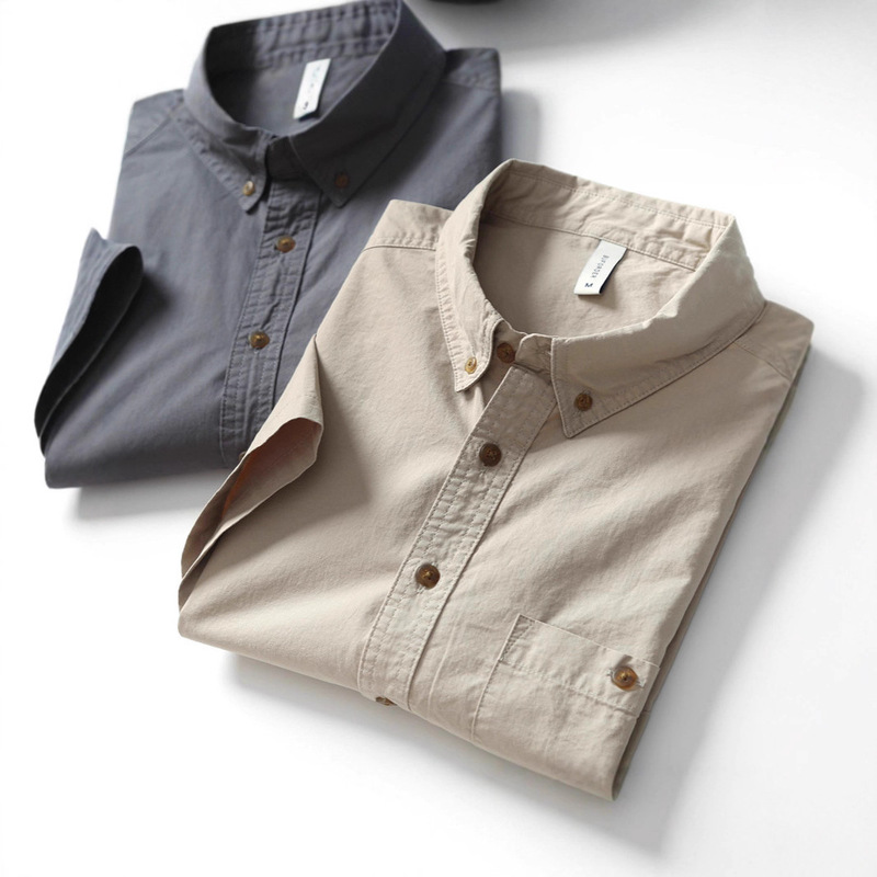 Export Surplus! Original Foreign Trade Surplus Stock, Men's Summer Workwear Casual Pure Cotton Short-Sleeve Shirt, Men's Shirt