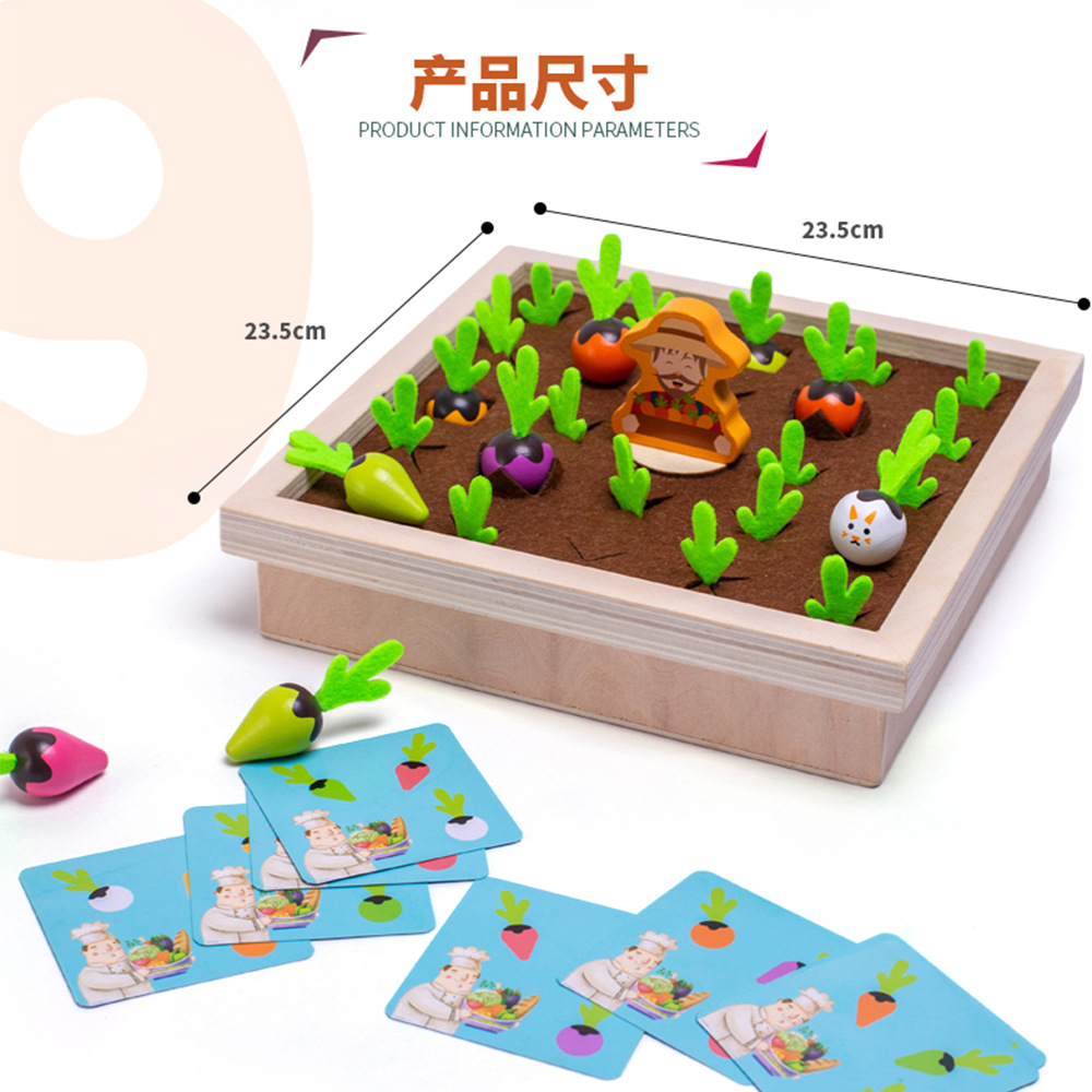 Juguetes de madera para niños, iluminación, educación temprana, juguetes educativos, vegetales divertidos, juegos de ajedrez con memoria, juegos de mesa de extracción de rábanos de granja