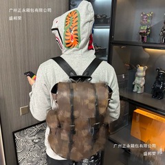 2025年新款男士双肩包大容量时尚经典百搭,对标对版对花黑色