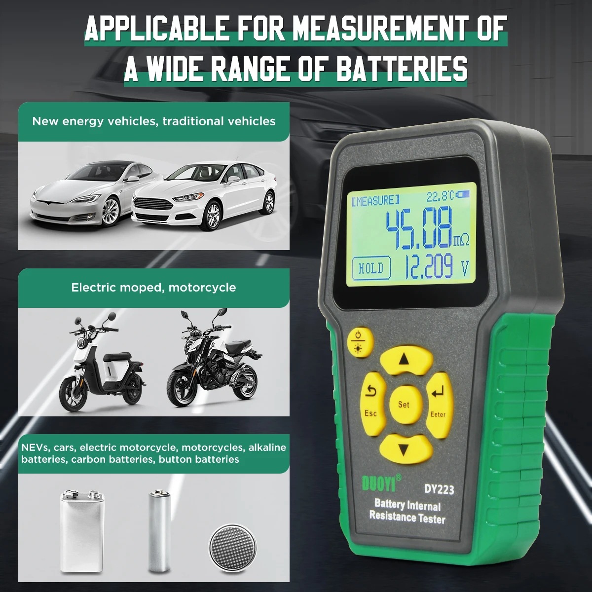 Dy223 New Energy Electric Vehicle Fault Diagnosis Instrument Lithium Battery Pack Voltage Detection New Energy Tester