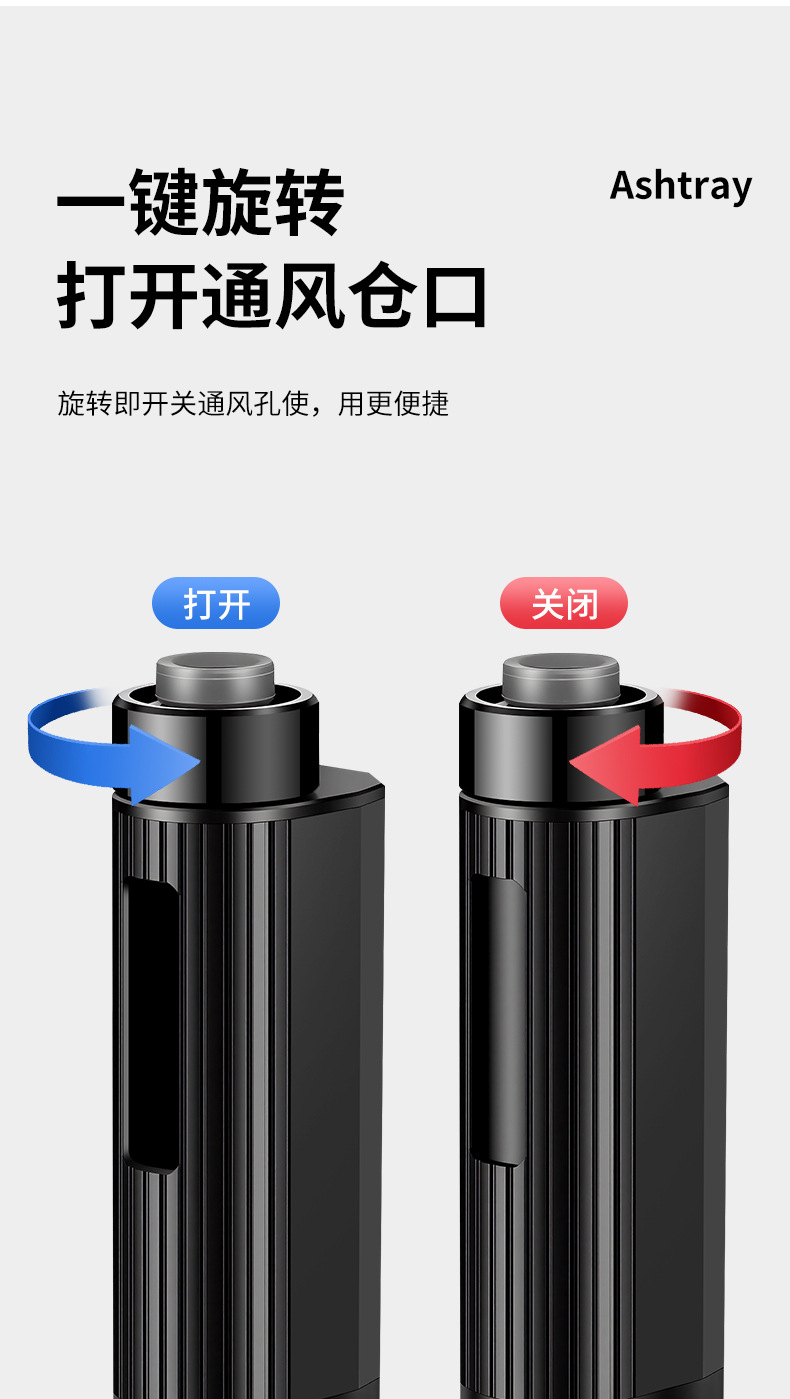 Car-Mounted Ashtray for Smoking Without Ash Falling, In-Car Smoking Tool, No Ash Removal, One-Click Ignition Cigarette Lighter, Anti-Fly Ash