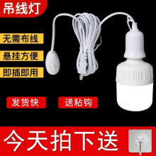 灯座家用LED灯泡E27螺口带插头开关延长线超亮节能悬挂式灯头线ZM